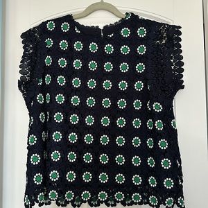 NWOT — J.Crew Blouse — Lace over sleeveless navy shell! Never worn! XXL
